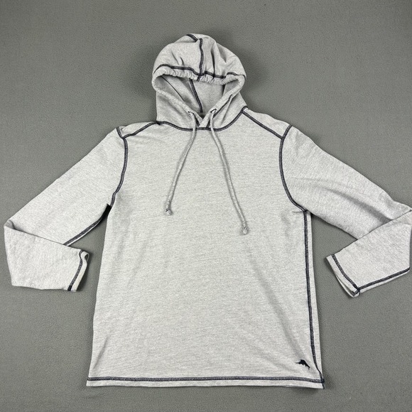Tommy Bahama Other - Tommy Bahama Hoodie Mens Small Gray Long Sleeve Lightweight Marlin Logo Pullover
